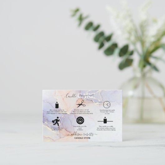 Carte De Visite Elégante aquarelle moderne Soins aux chandelles ve (Debout devant)
