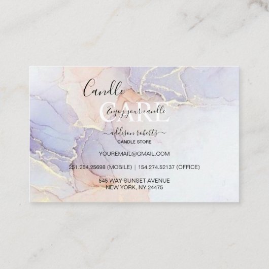Carte De Visite Elégante aquarelle moderne Soins aux chandelles ve (Dos)