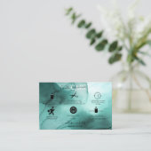 Carte De Visite Elégante aquarelle moderne Turquoise Bougie d'entr (Debout devant)