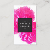 Carte De Visite Elégante aquarelle Peonies roses (Devant)