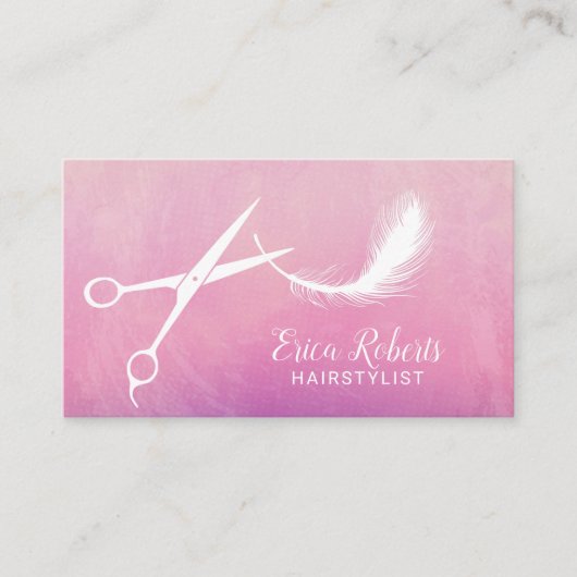 Carte De Visite Elégante aquarelle pour ciseaux et plumes (Devant)