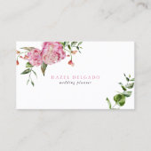 Carte De Visite Élégante aquarelle rose (Devant)