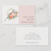 Carte De Visite Elégante Aquarelle rose Aiguille Flore (Devant / Derrière)