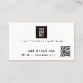 Carte De Visite élégante aquarelle rose Boulangerie & Confections (Dos)