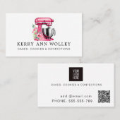 Carte De Visite élégante aquarelle rose Boulangerie & Confections (Devant / Derrière)