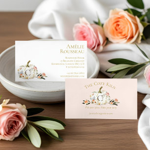 Carte De Visite Elégante aquarelle Rose de chute Floral Blanc Citr
