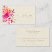 Carte De Visite Elégante Aquarelle rose Florale Beauté moderne  (Devant / Derrière)