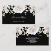 Carte De Visite Elégante aquarelle rose florale Roses blanches Noi (Devant / Derrière)