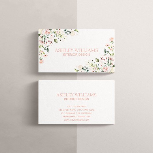 Carte De Visite Elégante aquarelle rose pâle