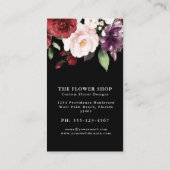 Carte De Visite Elégante aquarelle rouge et prune Floral (Dos)
