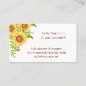 Carte De Visite Elégante aquarelle tournesol (Dos)