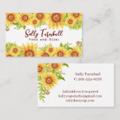 Carte De Visite Elégante aquarelle tournesol (Devant / Derrière)