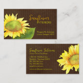 Carte De Visite Elégante aquarelle tournesol unique (Devant / Derrière)