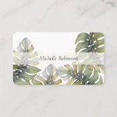 Carte De Visite Elégante aquarelle Tropical Monstera Professional (Devant)
