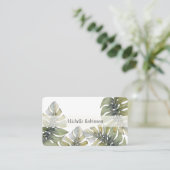 Carte De Visite Elégante aquarelle Tropical Monstera Professional (Debout devant)