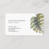 Carte De Visite Elégante aquarelle Tropical Monstera Professional (Dos)