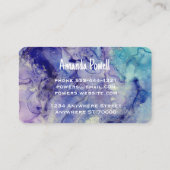 Carte De Visite élégante aquarelle turquoise et violette (Dos)