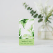 Carte De Visite Elégante aquarelle vert clair Feuilleté Botanique (Debout devant)