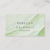 Carte De Visite Elégante Aquarelle verte Abstraite (Devant)