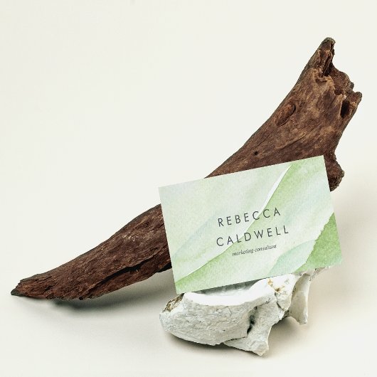 Carte De Visite Elégante Aquarelle verte Abstraite