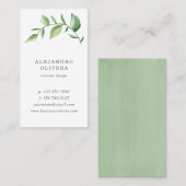 Carte De Visite Elégante aquarelle verte Verdure rustique (Devant / Derrière)