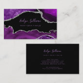 Carte De Visite élégante aquarelle violet agneau sur noir (Devant / Derrière)