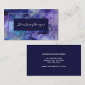 Carte De Visite Elégante Aquarelle violette Et Bleue (Devant / Derrière)