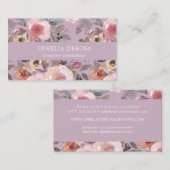 Carte De Visite Elégante aquarelle violette mauve florale (Devant / Derrière)