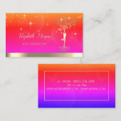 Carte De Visite Elégante Arbre d'or femmes Silhouette, Instructeur (Devant / Derrière)