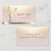 Carte De Visite Elégante Arbre d'or femmes Silhouette Yoga (Devant / Derrière)