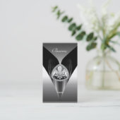 Carte de visite élégante argent noir chrome Elite (Debout devant)