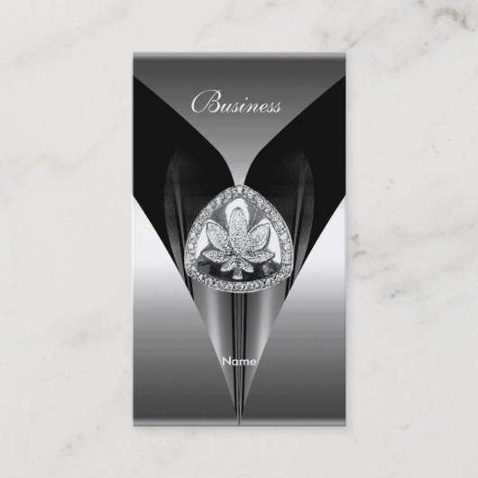 Carte de visite élégante argent noir chrome Elite (Devant)