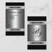 Carte de visite Élégante Argent Noir Elite 3 (Devant / Derrière)
