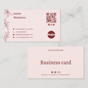Carte de visite élégante avec code QR floral vinta
