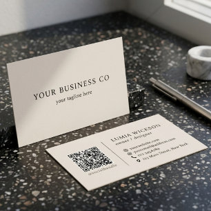 Carte de visite élégante avec code QR minimaliste