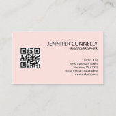 Carte de visite élégante avec code QR rose tendre (Dos)