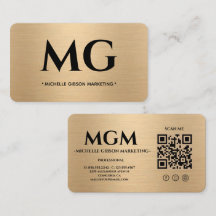 Carte de visite élégante avec monogramme en or pou