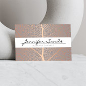 Carte De Visite Élégante avec motif rose de feuille d'arbre, faux 