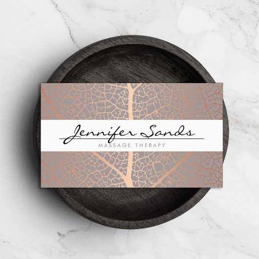 Carte De Visite Élégante avec motif rose de feuille d'arbre, faux 