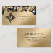 Carte de visite élégante ballons or Code QR (Devant / Derrière)
