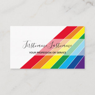 Carte De Visite Élégante bande de couleur arc-en-ciel blanche mini