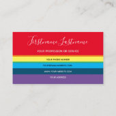 Carte De Visite Élégante bande de couleur arc-en-ciel minimale (Dos)