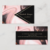 Carte De Visite Elégante bande d'or en marbre géométrique (Devant / Derrière)