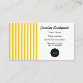Carte De Visite Elégante bande jaune et blanche avec logo (Devant)