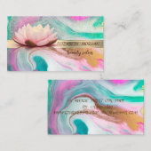 Carte De Visite Elégante Bande Or Confetti, Lotus, Marbre (Devant / Derrière)