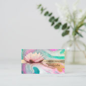 Carte De Visite Elégante Bande Or Confetti, Lotus, Marbre (Debout devant)