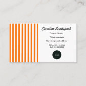 Carte De Visite Elégante bande orange et blanche avec logo (Devant)