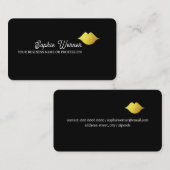 Carte De Visite Elégante Beauté Faux Gold Lips Noir (Devant / Derrière)