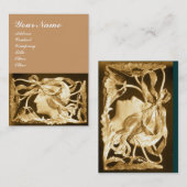 Carte De Visite ÉLÉGANTE BEAUTÉ FEMME / LADY FLEURS BROWN BOW Sepi (Devant / Derrière)