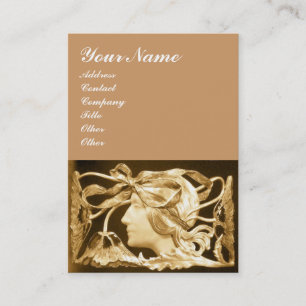 Carte De Visite ÉLÉGANTE BEAUTÉ FEMME / LADY FLEURS BROWN BOW Sepi